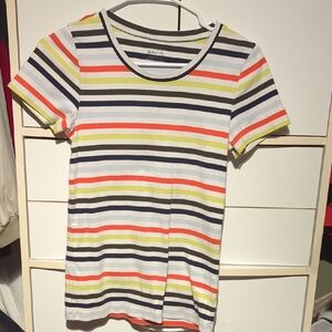 J. Crew Navy and Olive Striped Tee
